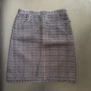 Tory Burch Navy Metallic Tweed Pencil Skirt